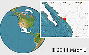 Satellite Location Map of Culiacan, highlighted country