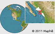 Satellite Location Map of Culiacan, highlighted parent region