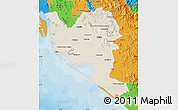 Shaded Relief Map of Culiacan, political outside