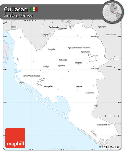 Silver Style Simple Map of Culiacan