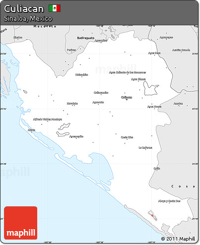 Silver Style Simple Map of Culiacan