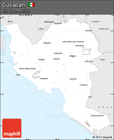 Silver Style Simple Map of Culiacan