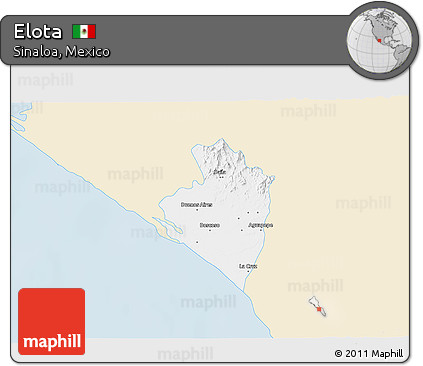 Classic Style 3D Map of Elota, single color outside