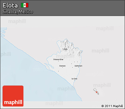 Silver Style 3D Map of Elota, single color outside