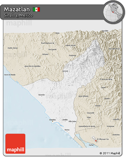Classic Style 3D Map of Mazatlan