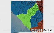Political 3D Map of Mazatlan, darken