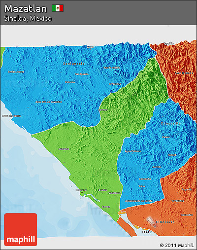 Political 3D Map of Mazatlan