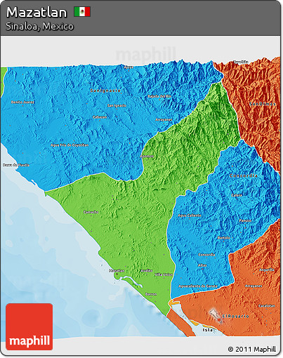 Political 3D Map of Mazatlan