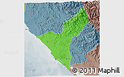 Political 3D Map of Mazatlan, semi-desaturated