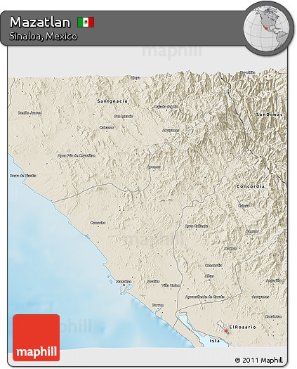 Shaded Relief 3D Map of Mazatlan