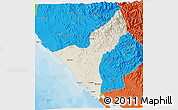 Shaded Relief 3D Map of Mazatlan, political outside
