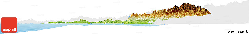 Physical Horizon Map of Mazatlan, single color outside