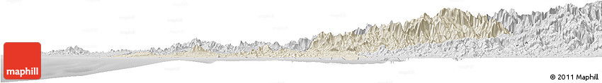 Shaded Relief Horizon Map of Mazatlan, desaturated