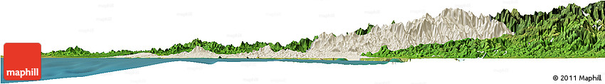 Shaded Relief Horizon Map of Mazatlan, satellite outside
