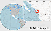 Gray Location Map of Mazatlan, highlighted country, hill shading