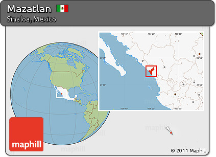 Savanna Style Location Map of Mazatlan, highlighted country