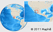 Shaded Relief Location Map of Mazatlan, within the entire country