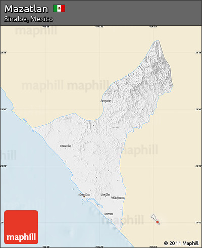 Classic Style Map of Mazatlan, single color outside