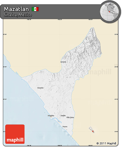 Classic Style Map of Mazatlan, single color outside