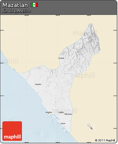 Classic Style Map of Mazatlan, single color outside