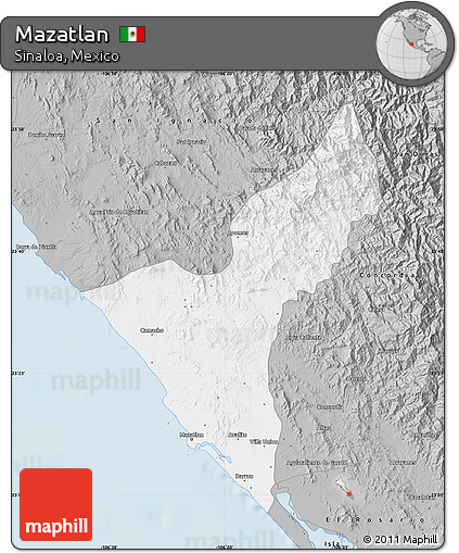 Gray Map of Mazatlan