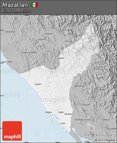 Gray Map of Mazatlan