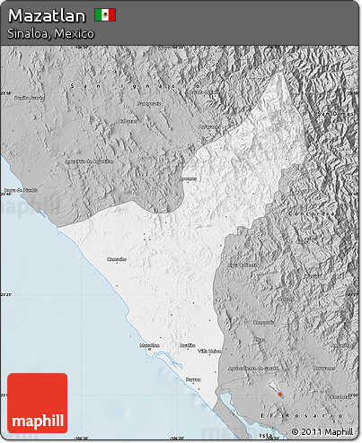 Gray Map of Mazatlan