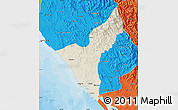 Shaded Relief Map of Mazatlan, political outside