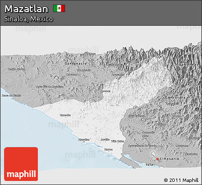 Gray Panoramic Map of Mazatlan