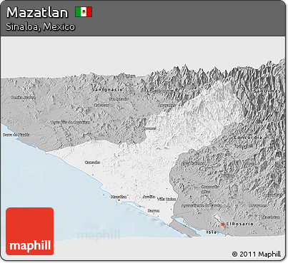Gray Panoramic Map of Mazatlan