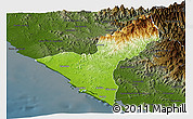 Physical Panoramic Map of Mazatlan, darken