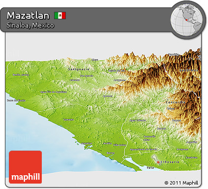 Physical Panoramic Map of Mazatlan
