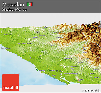 Physical Panoramic Map of Mazatlan