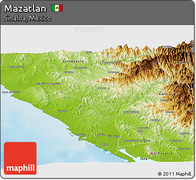 Physical Panoramic Map of Mazatlan