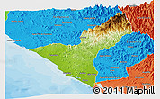 Physical Panoramic Map of Mazatlan, political outside