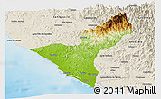 Physical Panoramic Map of Mazatlan, shaded relief outside