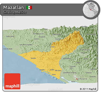 Savanna Style Panoramic Map of Mazatlan