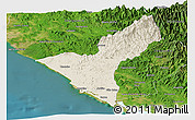 Shaded Relief Panoramic Map of Mazatlan, satellite outside