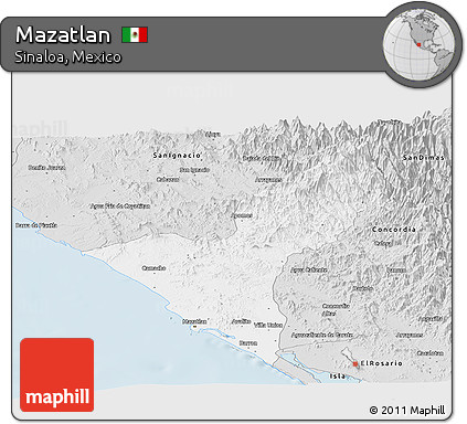 Silver Style Panoramic Map of Mazatlan