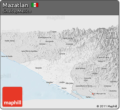 Silver Style Panoramic Map of Mazatlan