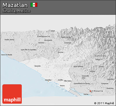 Silver Style Panoramic Map of Mazatlan