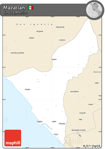 Classic Style Simple Map of Mazatlan