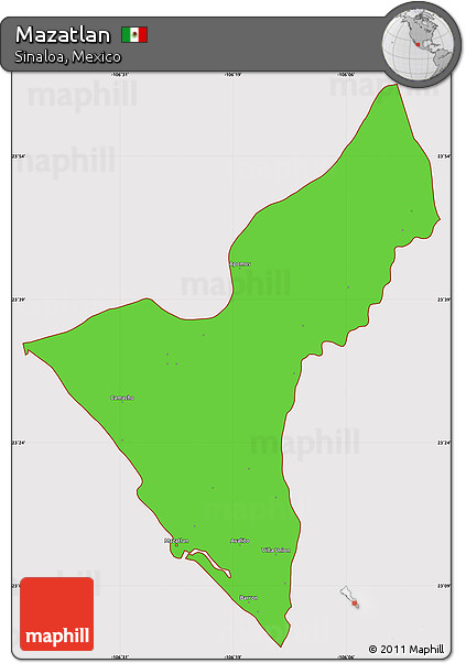 Political Simple Map of Mazatlan, cropped outside