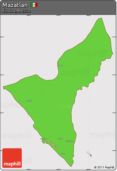 Political Simple Map of Mazatlan, cropped outside