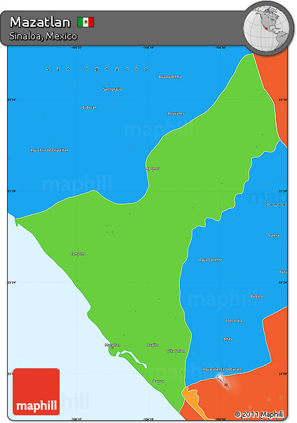 Political Simple Map of Mazatlan