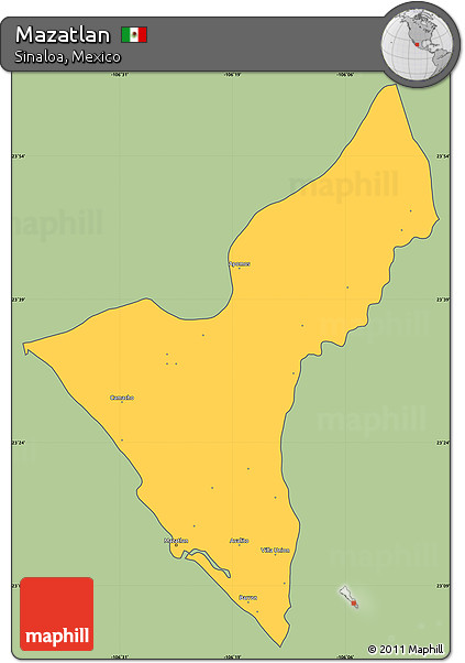 Savanna Style Simple Map of Mazatlan, cropped outside