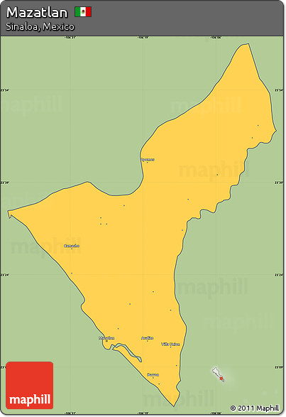 Savanna Style Simple Map of Mazatlan, cropped outside