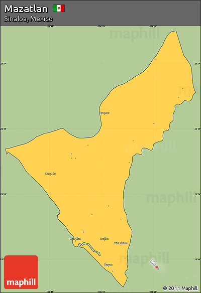 Savanna Style Simple Map of Mazatlan, cropped outside