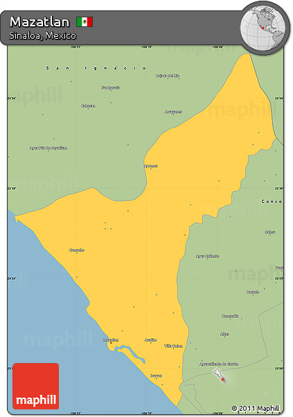 Savanna Style Simple Map of Mazatlan