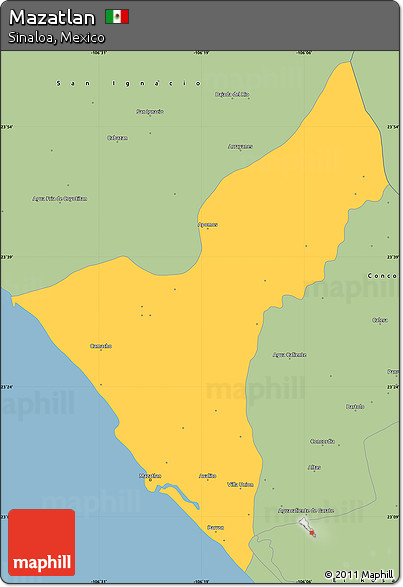 Savanna Style Simple Map of Mazatlan